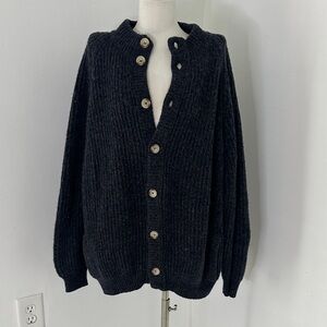 MALO Italian Cashmere Ribbed Cardigan Sweater